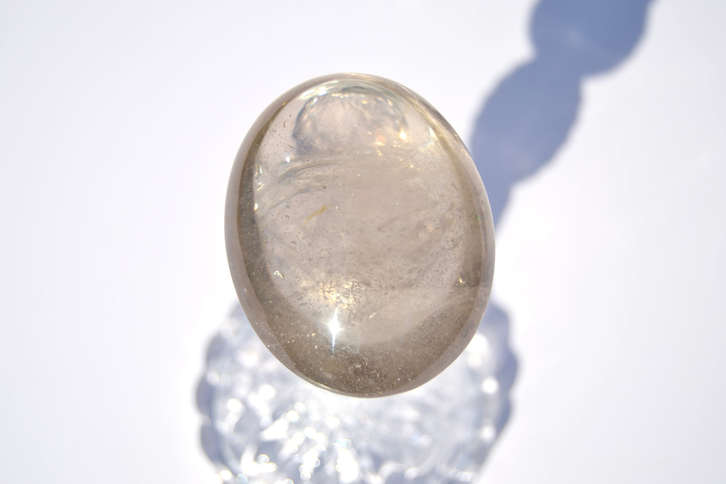 Smokey Lemurian Palm with Mica