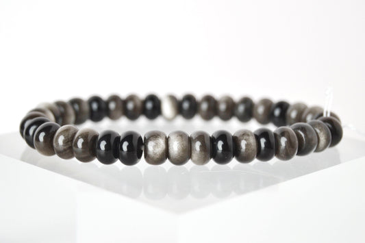 Silver Sheen Obsidian Rondell Bracelet