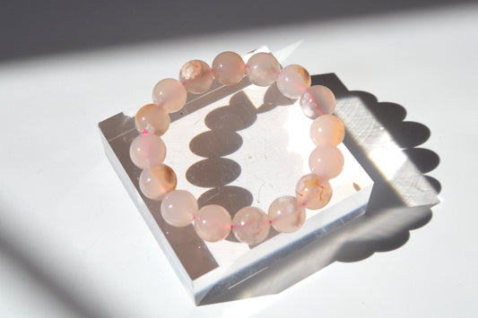 Pink Flower Agate Bracelet