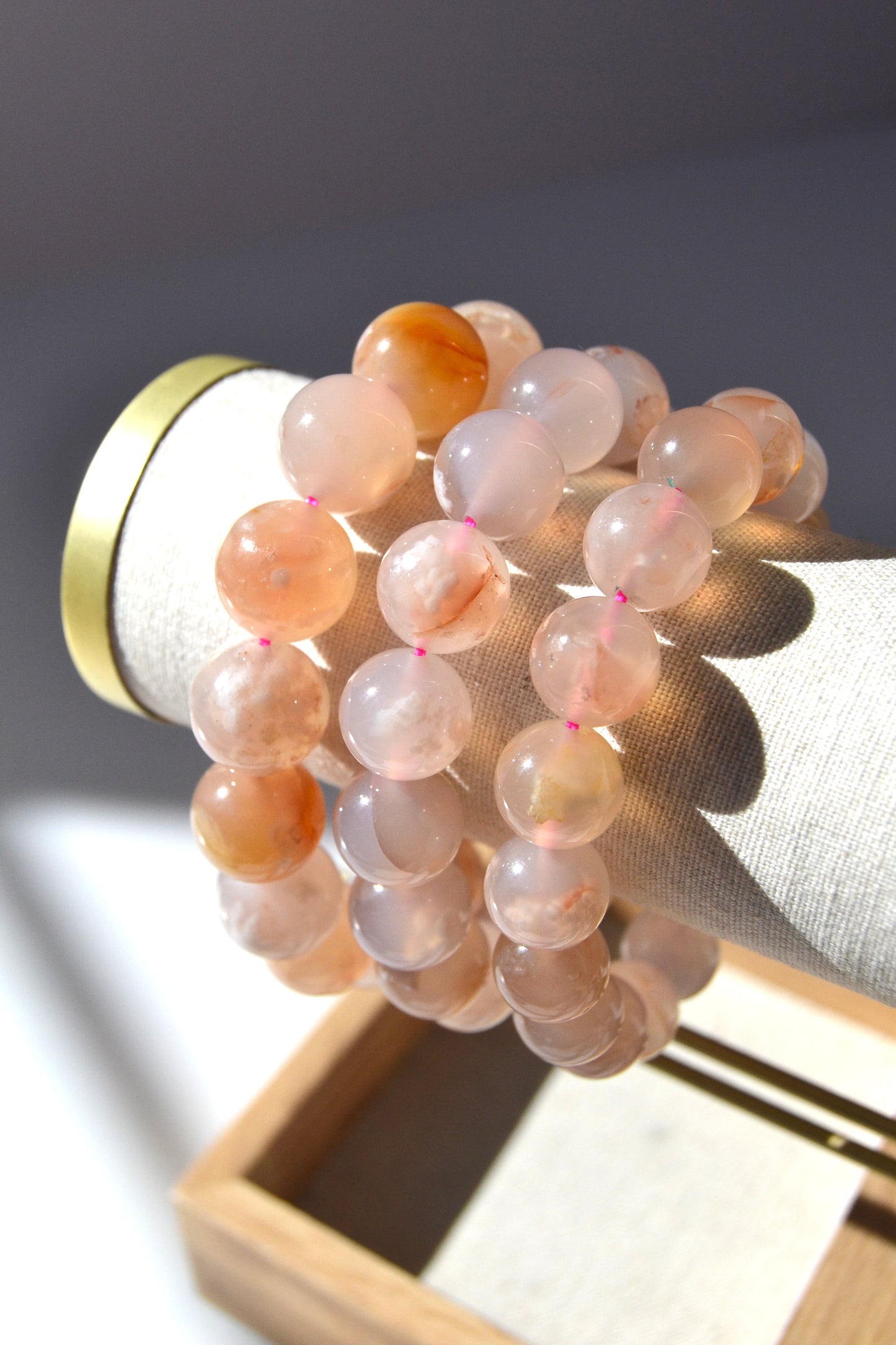 Pink Flower Agate Bracelet